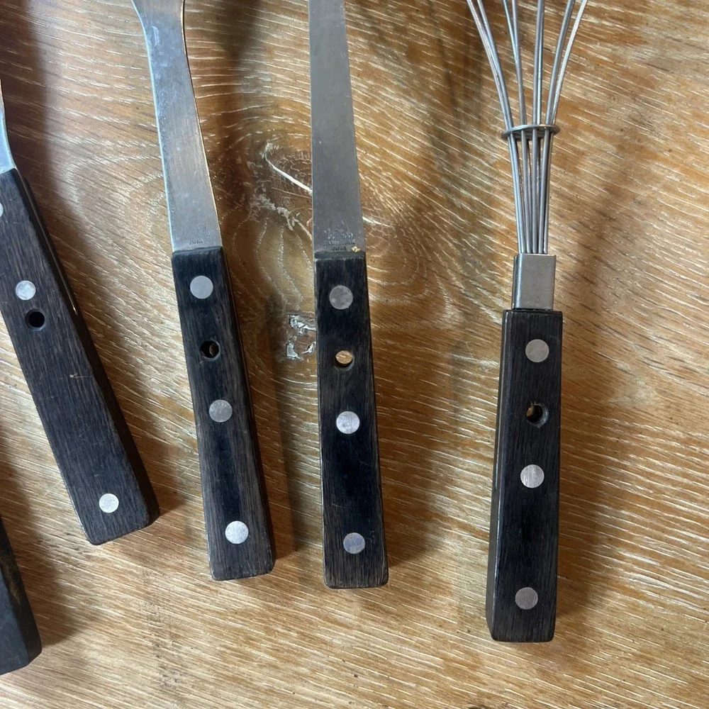 Vintage Vernco Stainless Steel Wood Handle Kitchen Utensils Lot of 5